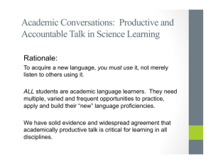 Academic Conversations: Productive and Accountable Talk