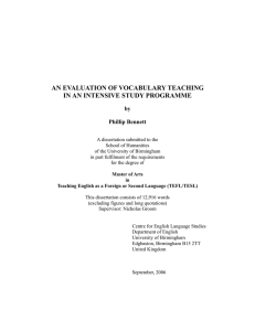 Vocabulary Teaching Evaluation in Intensive English Program