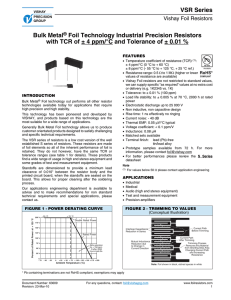 Bulk Metal® Foil Technology Industrial Precision Resistors with TCR