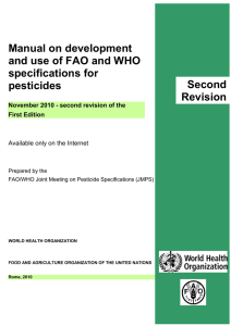 Manual on development and use of FAO and WHO specifications for
