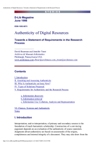 Authenticity of Digital Resources