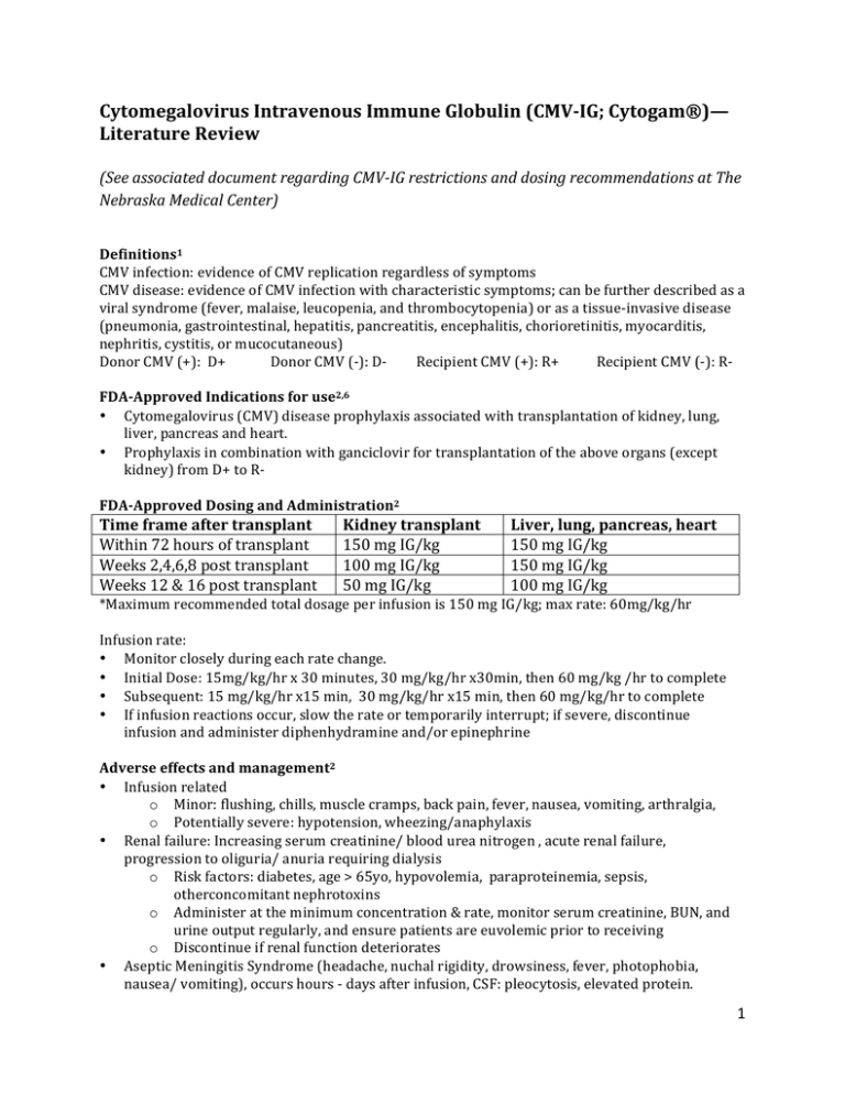 CMV IG Drug Review - Nebraska Medicine