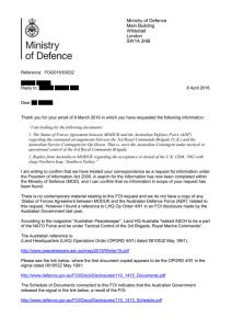 Information on `Status of Forces Agreement between MOD