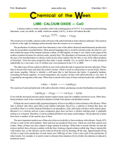 LIME: Calcium Oxide CaO