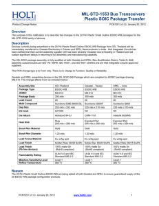 MIL-STD-1553 Transceiver Package Transfer PCN