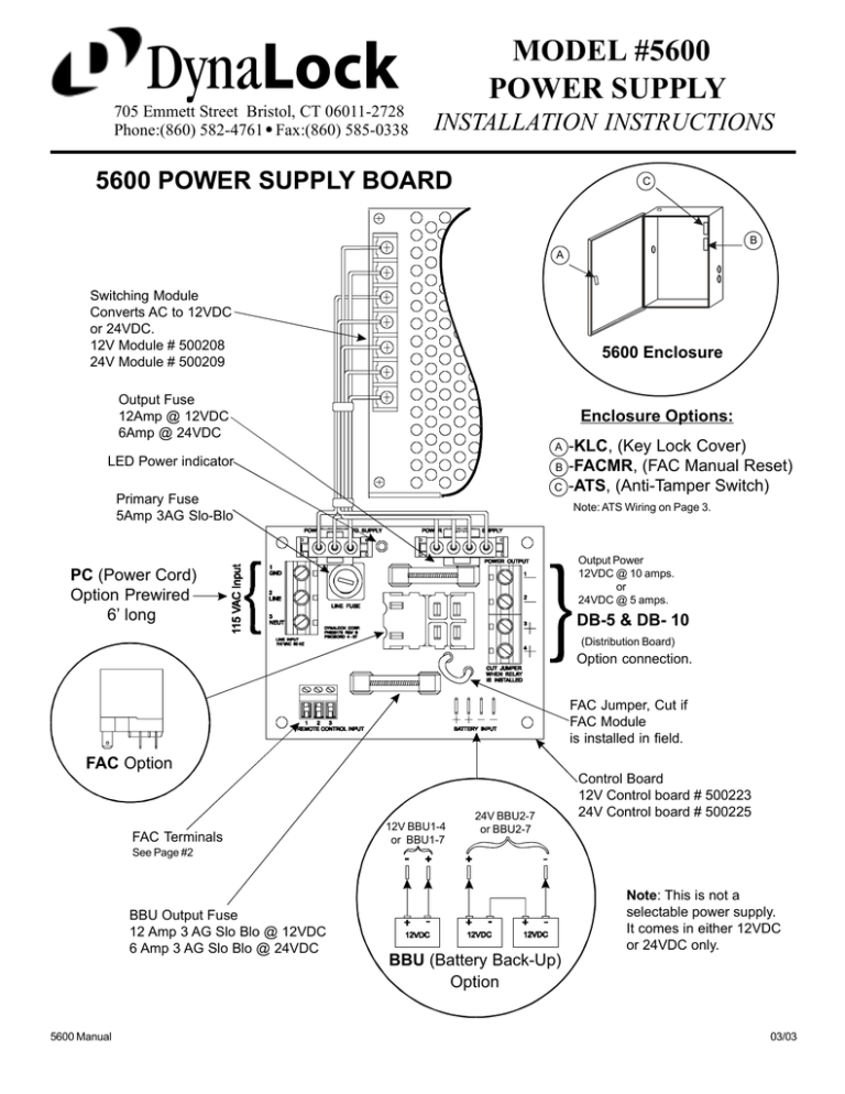 5600 Series Instructions
