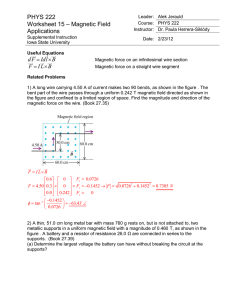 PHYS 222 Worksheet 15 Magnetic Field Applications ANSWERS