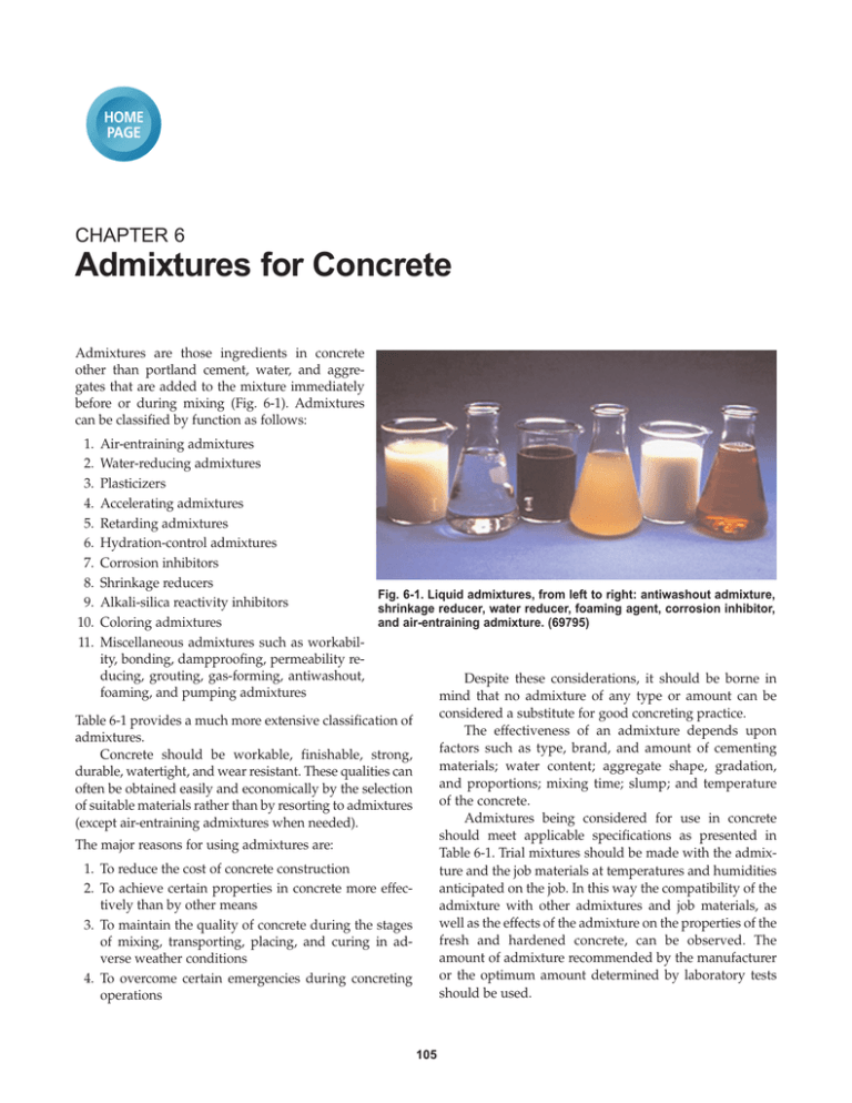 Admixtures For Concrete, Chapter 6