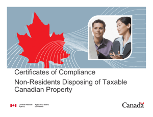Certificates of Compliance Non-Residents Disposing of Taxable