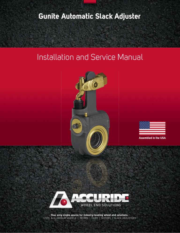 Gunite Automatic Slack Adjuster Installation Manual