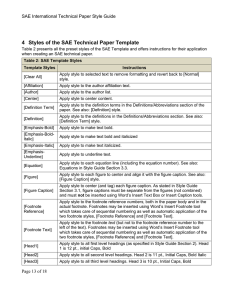 4 Styles of the SAE Technical Paper Template
