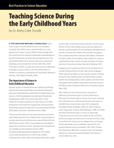 Early Childhood Science Education: Best Practices