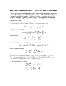 Separation of Variables in Laplace`s Equation in Cylindrical