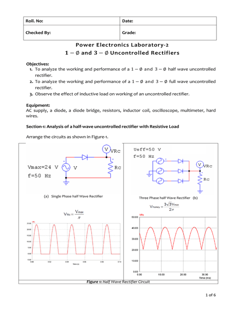Power Electronics Uncontrolled Rectifiers Lab Manual