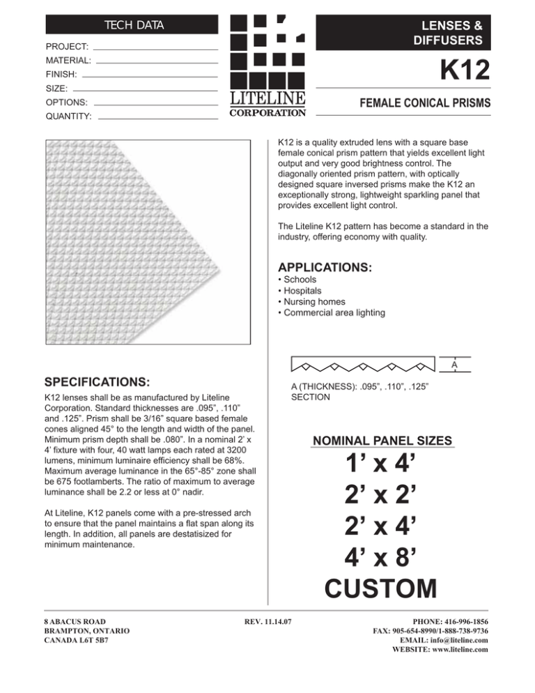 Spec Sheet - Liteline Corporation