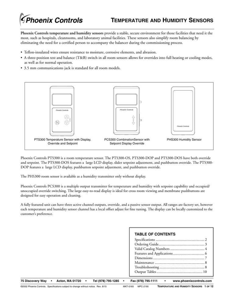 Temperature and Humidity Sensors