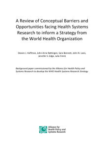 A Review of Conceptual Barriers and Opportunities facing Health
