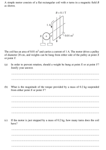 A simple motor consists of a flat rectangular coil with n turns in a