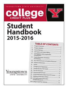YSU College Credit Plus Student Handbook 2015-2016