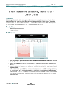SISI Quick Guide: Short Increment Sensitivity Index Test