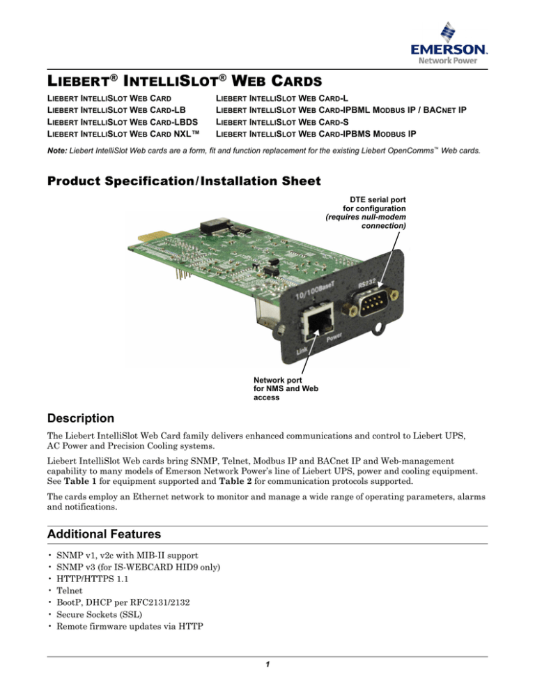 Карта liebert intellislot relay card