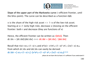 100 Slope of the upper part of the Markowitz curve (=efficient frontier