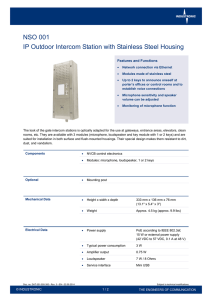 NSO 001 IP Outdoor Intercom Station with Stainless Steel Housing