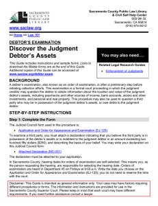 Debtor's Examination Guide: Sacramento County, CA