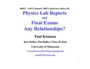 Physics Lab Reports and Final Exams