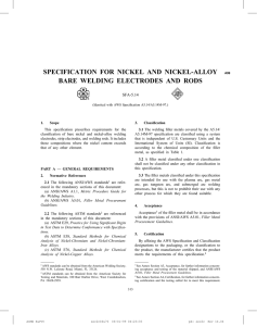 specification for nickel and nickel-alloy bare welding electrodes and
