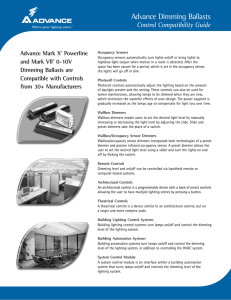 Advance Dimming Ballast Control Compatibility Guide