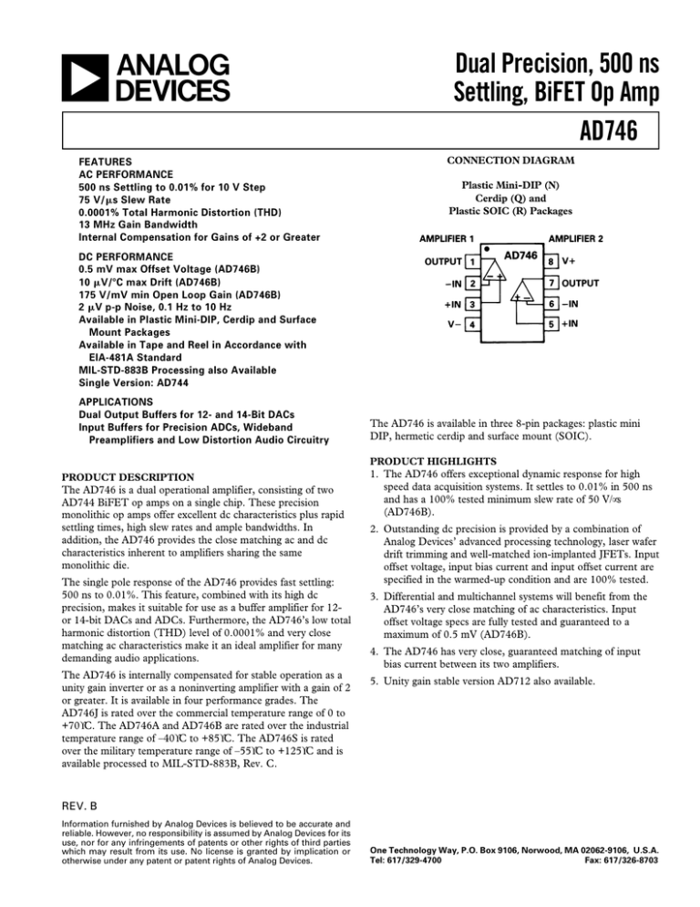 AD744AH Precision BiFET Op Amp – 500 Ns Settling – Analog Devices (Used)
