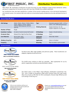 First Philec Distribution Transformers Datasheet
