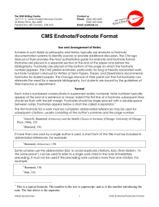 CMS Endnote/Footnote Format - University of New Brunswick