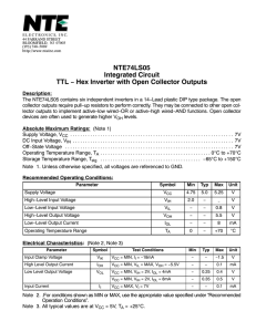 NTE74LS05 Integrated Circuit TTL − Hex Inverter with Open