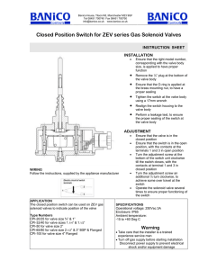 Closed Position Switch for ZEV series Gas Solenoid Valves