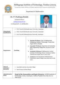 Dr. P Prathapa Reddy - Siddaganga Institute of Technology