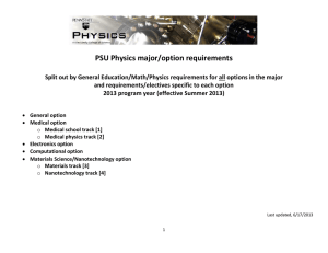 PSU Physics major/option requirements