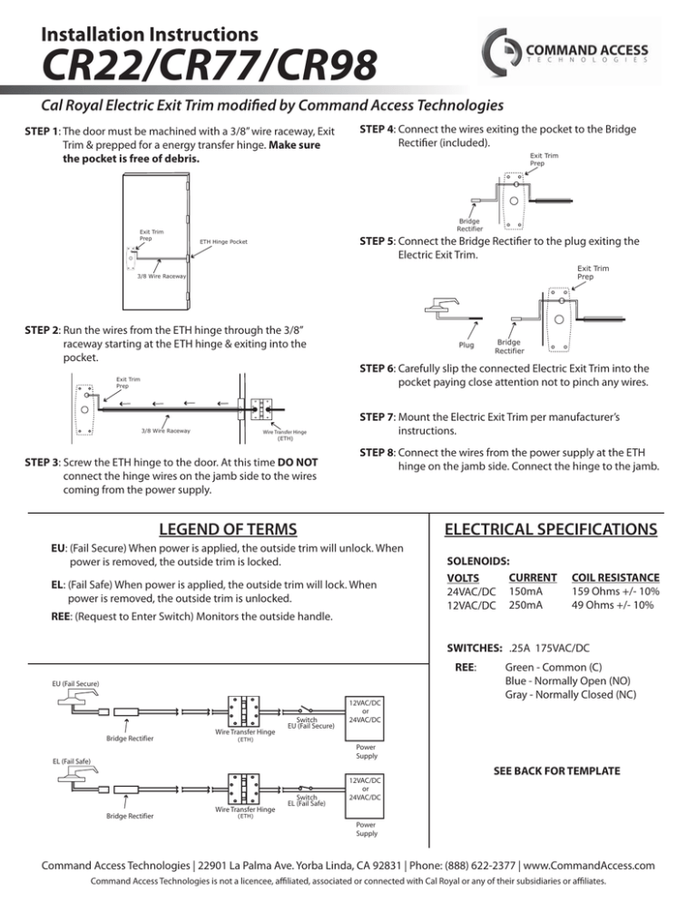 Electrified Trim Installation Instructions Cal