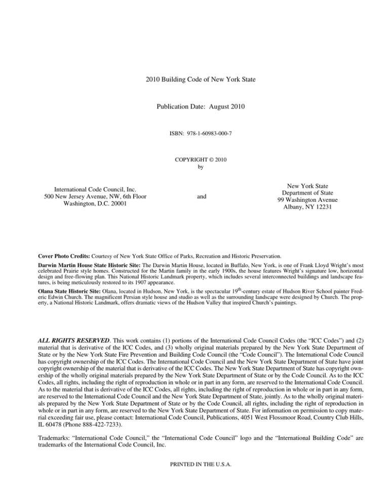 2010 Building Code of New York State Publication