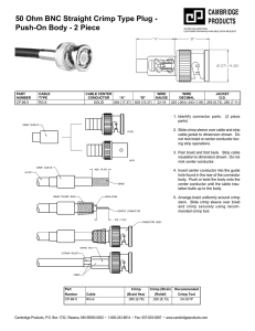 50 Ohm BNC Straight Crimp Type Plug - Push-On Body - Digi-Key