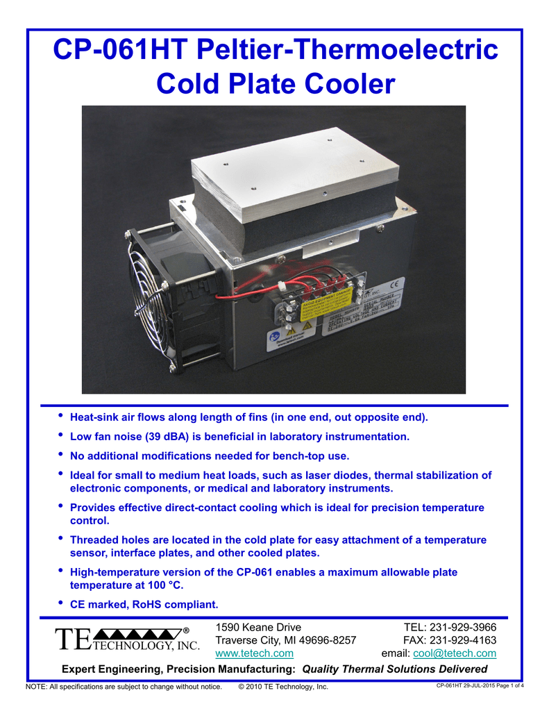 Cp 061 Peltier Thermoelectric Cold Plate Cooler