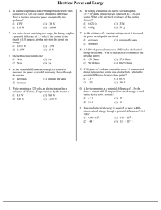 Electrical Power & Energy Worksheet: Practice Problems