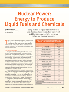 Energy to Produce Liquid Fuels and Chemicals
