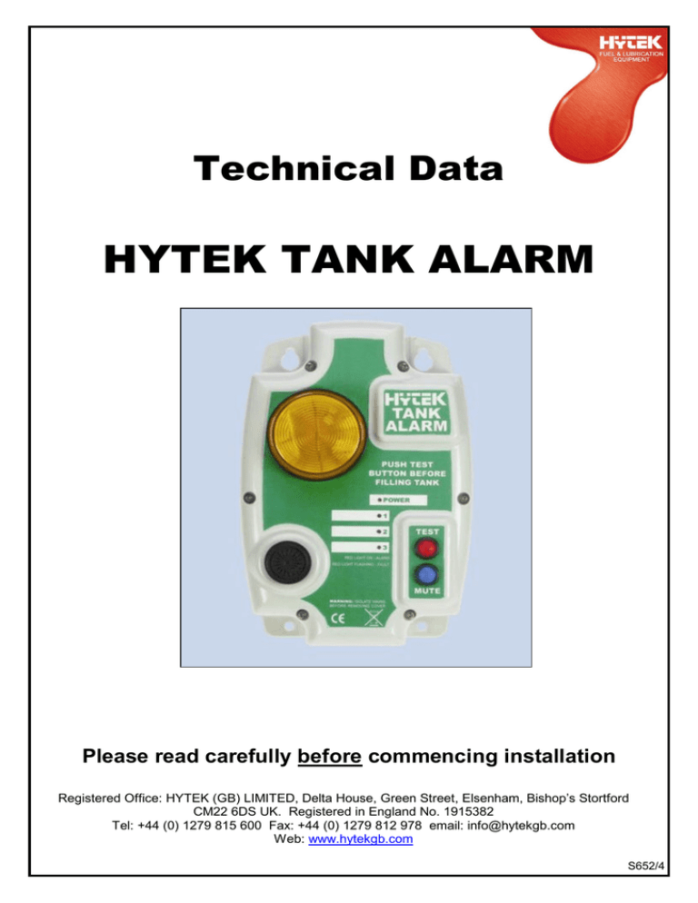 HYTEK TANK ALARM