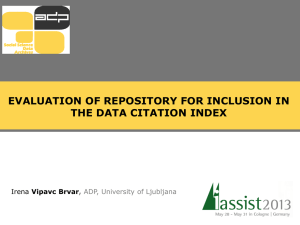 evaluation of repository for inclusion in the data citation index
