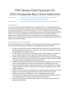 STAC Review Panel Questions for 2016 Chesapeake Bay Criteria