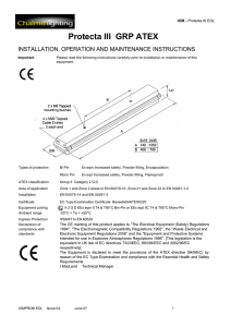 Protecta III GRP ATEX Luminaire Installation & Maintenance