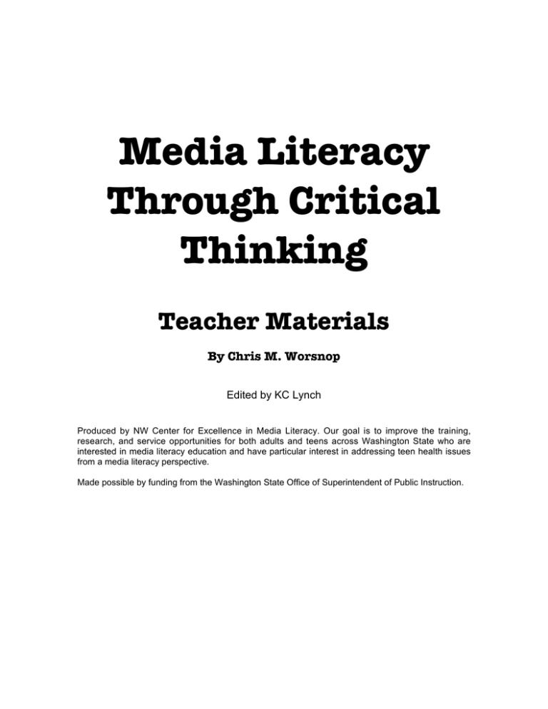 teaching critical thinking through media literacy