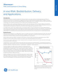 In vivo RNAi: Biodistribution, Delivery, and Applications